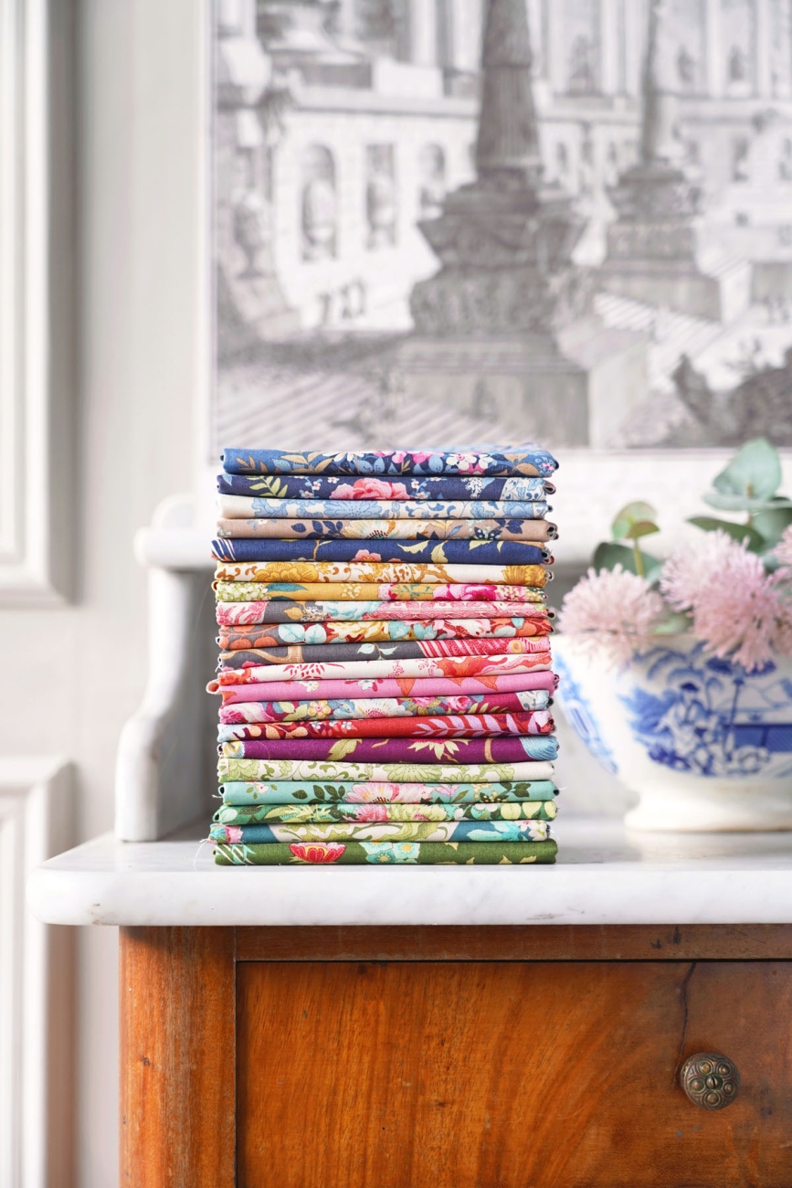 Tilda Patchwork Stoff Baumwolle - Chic Escape Flowervase Navy Blue